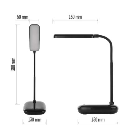 Lampe de table flexible à intensité variable LED/12W/230V 3000K/4000K/6500K noir