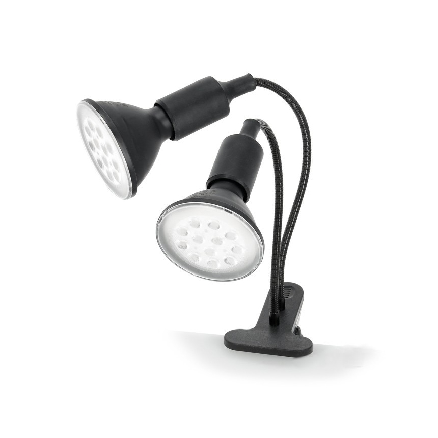Lampe de bureau flexible avec clip pour culture de plantes PLANTY 2xE27/30W/230V noir
