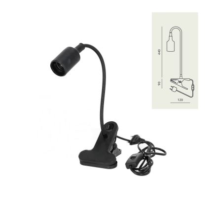 Lampe de table flexible avec pince CLIP 1xE27/30W/230V noir