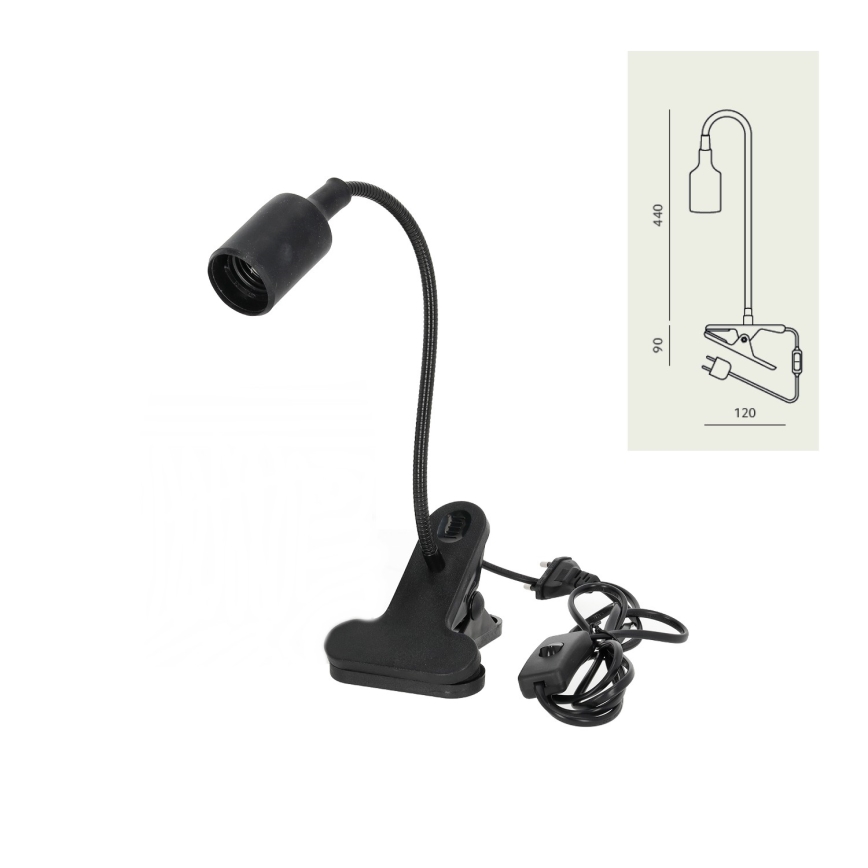 Lampe de table flexible avec pince CLIP 1xE27/30W/230V noir
