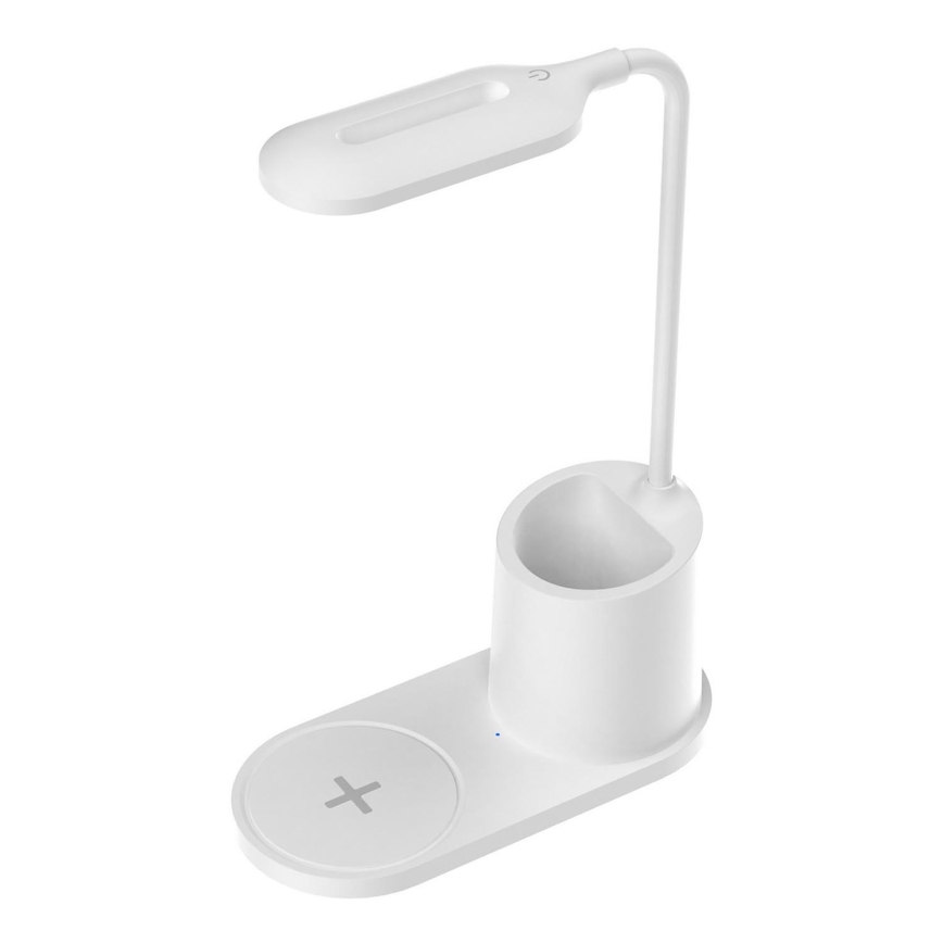 Lampe de table LED/3W/5V avec charge sans fil blanche