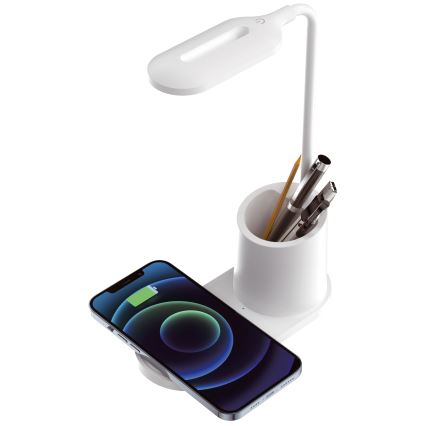 Lampe de table LED/3W/5V avec charge sans fil blanche