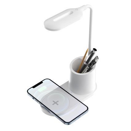 Lampe de table LED/3W/5V avec charge sans fil blanche