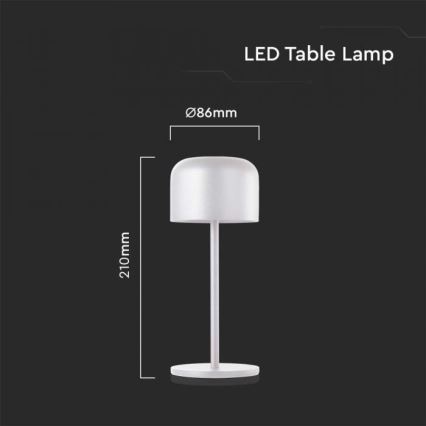 LED Lampe de table tactile rechargeable et à intensité variable LED/1,5W/5V 2700-5700K IP54 2200 mAh blanc