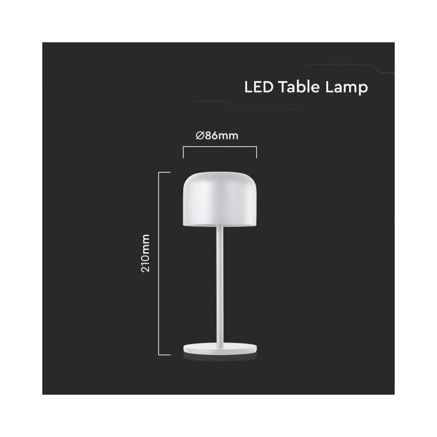 LED Lampe de table tactile rechargeable et à intensité variable LED/1,5W/5V 2700-5700K IP54 2200 mAh blanc