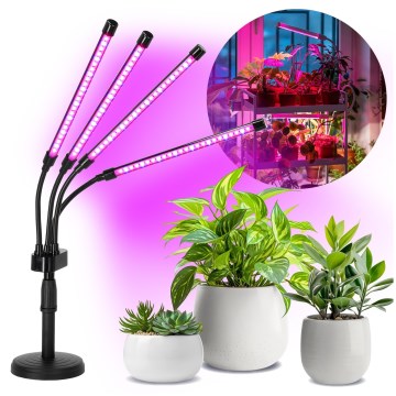 Lampe de table LED flexible et dimmable pour la culture des plantes VITARO 4xLED/10W/230V, noire