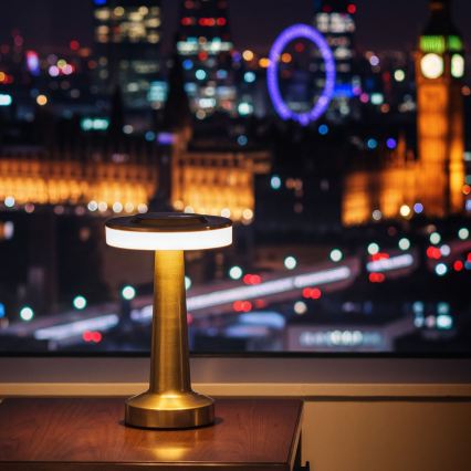 Lampe de bureau LED dimmable rechargeable LONDON LED/2W/5V 2700K/4000K/6500K 400 mAh dorée