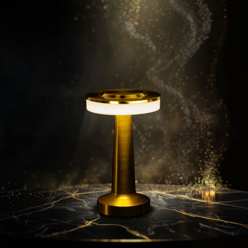 Lampe de bureau LED dimmable rechargeable LONDON LED/2W/5V 2700K/4000K/6500K 400 mAh dorée
