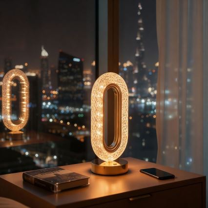 Lampe de table LED rechargeable et dimmable DUBAI LED/2W/5V 2700K/4000K/6500K 400 mAh dorée