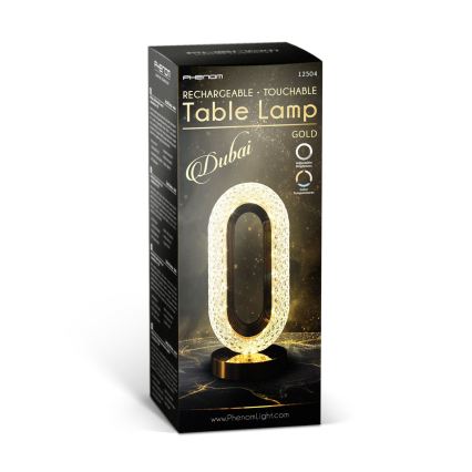 Lampe de table LED rechargeable et dimmable DUBAI LED/2W/5V 2700K/4000K/6500K 400 mAh dorée