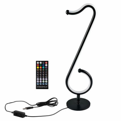 Lampe de table LED RGBW à intensité variable NUTKA LED/15W/5V noir + télécommande