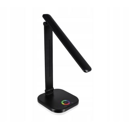Lampe de table LED RGBW dimmable avec charge sans fil LED/7W/5V USB noire