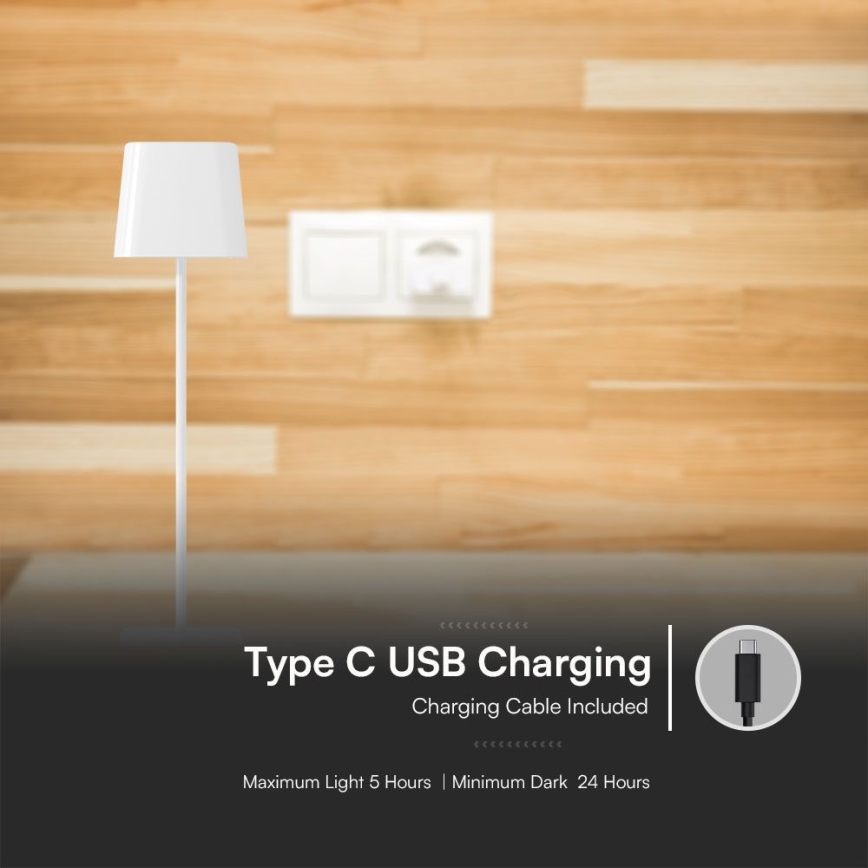 Lampe de table magnétique solaire à intensité variable rechargeable LED/5W/5V 3000-6000K 3600 mAh IP65 blanc