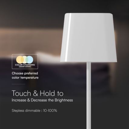 Lampe de table magnétique solaire à intensité variable rechargeable LED/5W/5V 3000-6000K 3600 mAh IP65 blanc