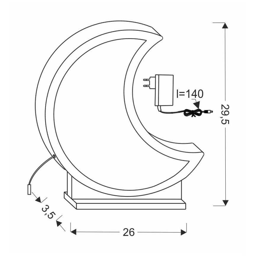 Lampe de table pour enfant LED MOON LED/12W/230V gris