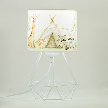 Lampe de table pour enfants KIDS ROOM 1xE27/60W/230V Ø 18 cm à motifs d'animaux