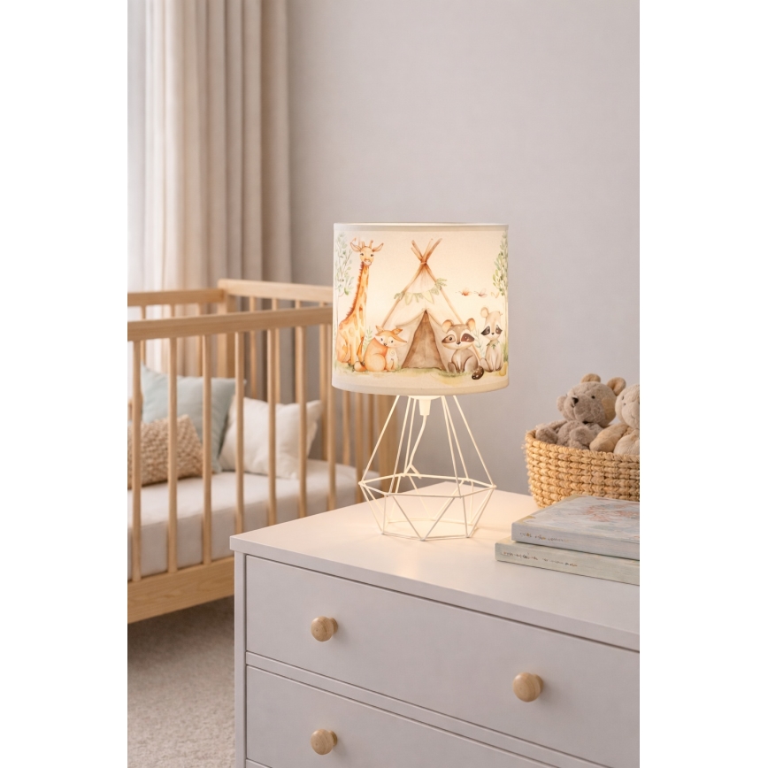 Lampe de table pour enfants KIDS ROOM 1xE27/60W/230V Ø 18 cm à motifs d'animaux