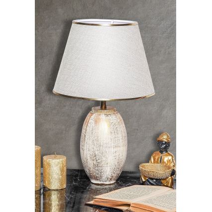 LAMPE DE TABLE RAMZES 1xE27/40W/230V crème/or en