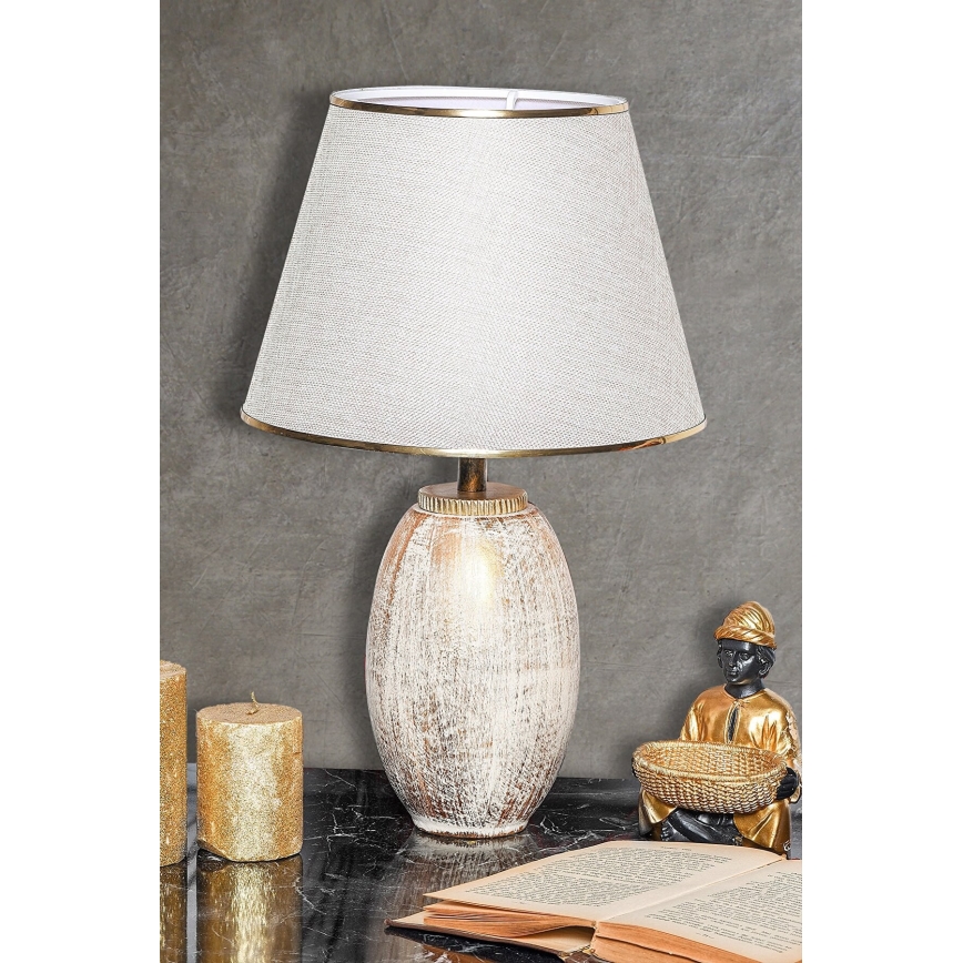 LAMPE DE TABLE RAMZES 1xE27/40W/230V crème/or en