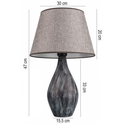 LAMPE de TABLE RAMZES 1xE27/40W/230V grise