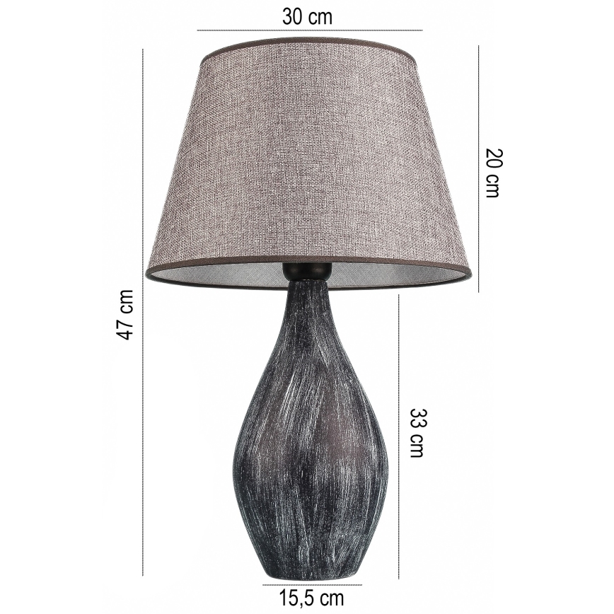 LAMPE de TABLE RAMZES 1xE27/40W/230V grise