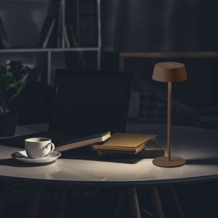 Lampe de table rechargeable à intensité variable d'extérieur LED/2W/5V 4400 mAh IP54 marron