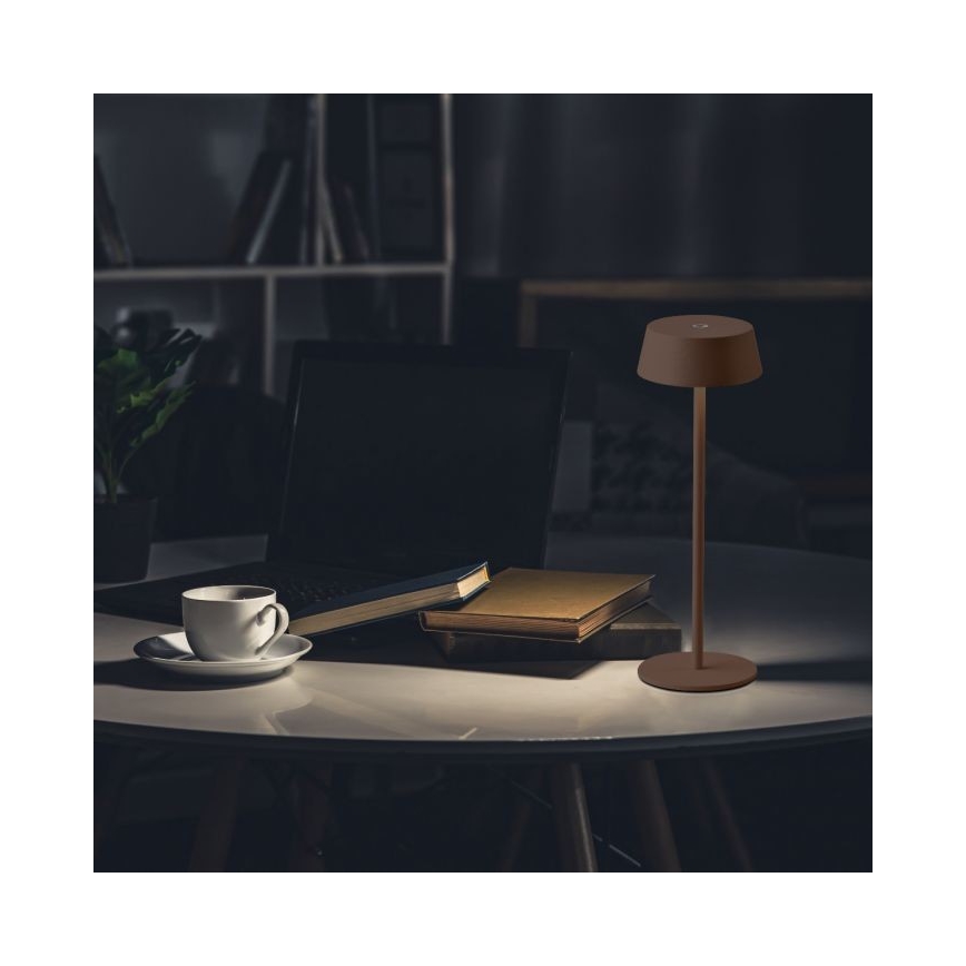 Lampe de table rechargeable à intensité variable d'extérieur LED/2W/5V 4400 mAh IP54 marron