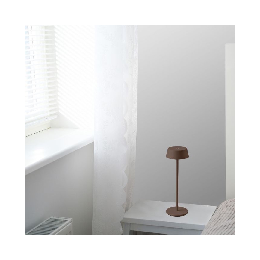 Lampe de table rechargeable à intensité variable d'extérieur LED/2W/5V 4400 mAh IP54 marron