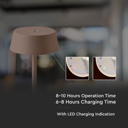 Lampe de table rechargeable à intensité variable d'extérieur LED/2W/5V 4400 mAh IP54 marron