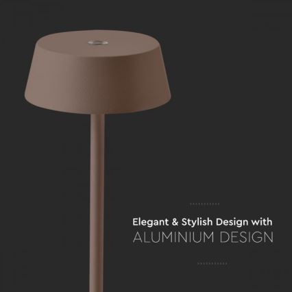 Lampe de table rechargeable à intensité variable d'extérieur LED/2W/5V 4400 mAh IP54 marron