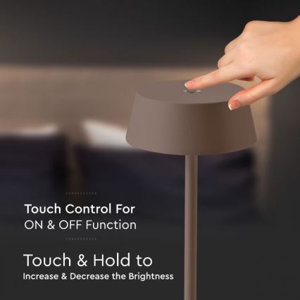 Lampe de table rechargeable à intensité variable d'extérieur LED/2W/5V 4400 mAh IP54 marron
