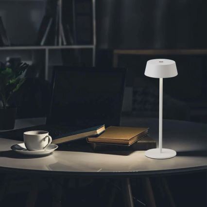 Lampe de table rechargeable tactile à intensité variable d'extérieur LED/2W/5V 4400 mAh IP54 blanche