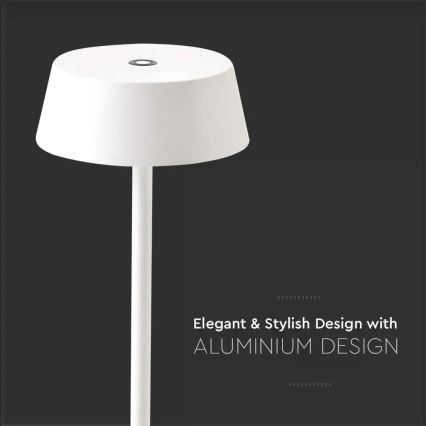 Lampe de table rechargeable tactile à intensité variable d'extérieur LED/2W/5V 4400 mAh IP54 blanche