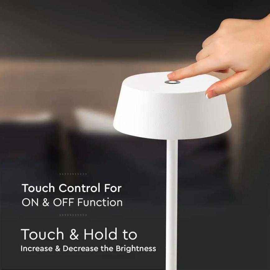 Lampe de table rechargeable tactile à intensité variable d'extérieur LED/2W/5V 4400 mAh IP54 blanche