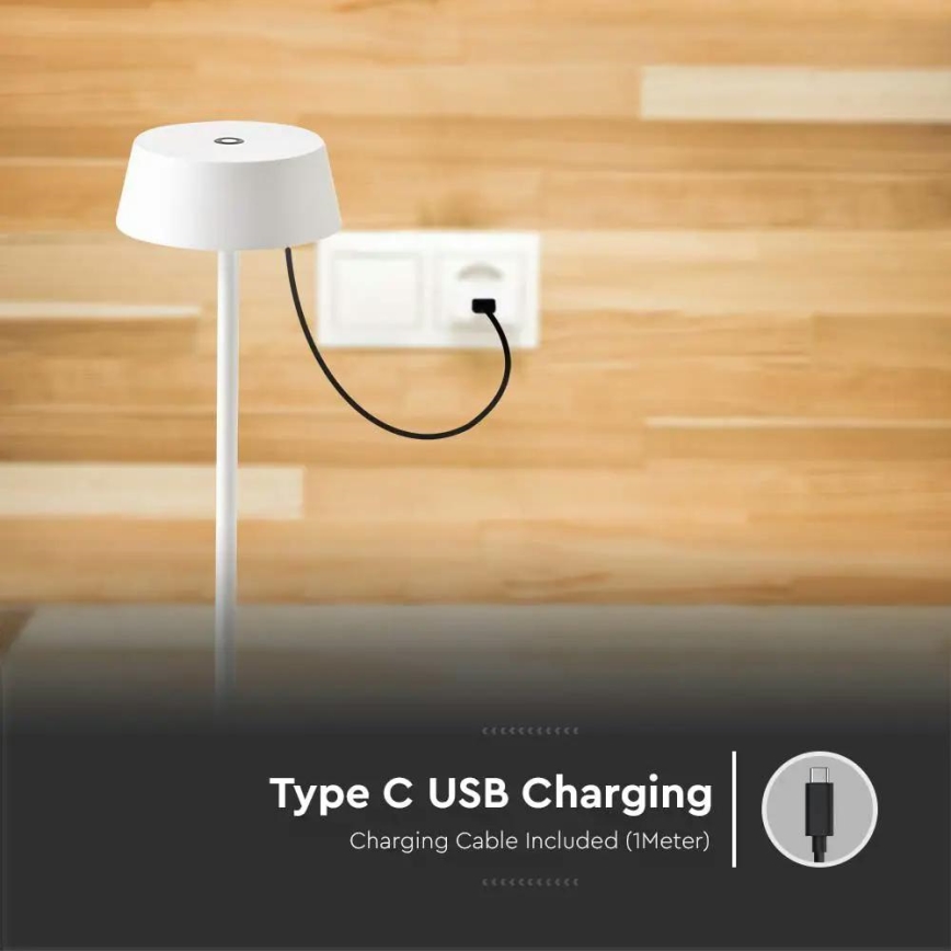 Lampe de table rechargeable tactile à intensité variable d'extérieur LED/2W/5V 4400 mAh IP54 blanche
