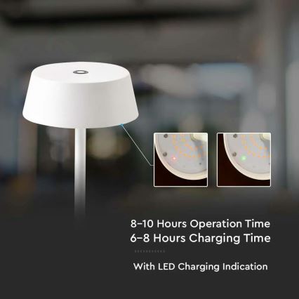 Lampe de table rechargeable tactile à intensité variable d'extérieur LED/2W/5V 4400 mAh IP54 blanche