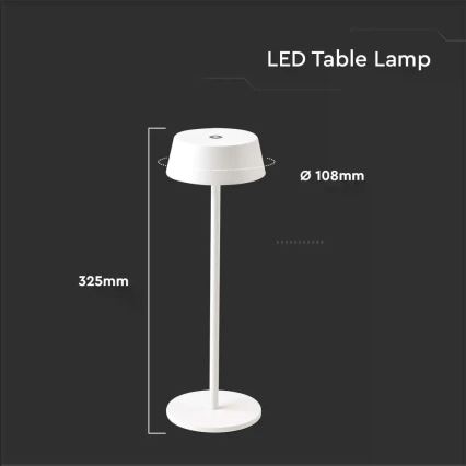 Lampe de table rechargeable tactile à intensité variable d'extérieur LED/2W/5V 4400 mAh IP54 blanche