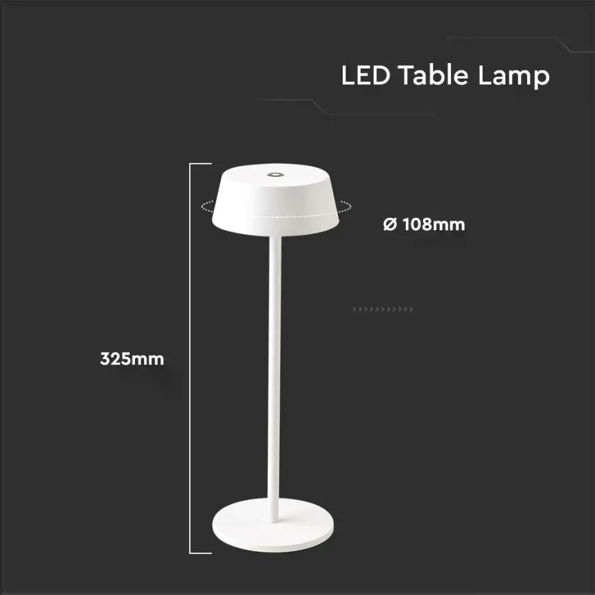 Lampe de table rechargeable tactile à intensité variable d'extérieur LED/2W/5V 4400 mAh IP54 blanche