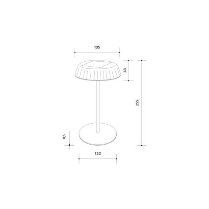 Lampe de table solaire rechargeable à intensité réglable VIVIEN LED/3W/5V 2700K 1600 mAh IP54 noir