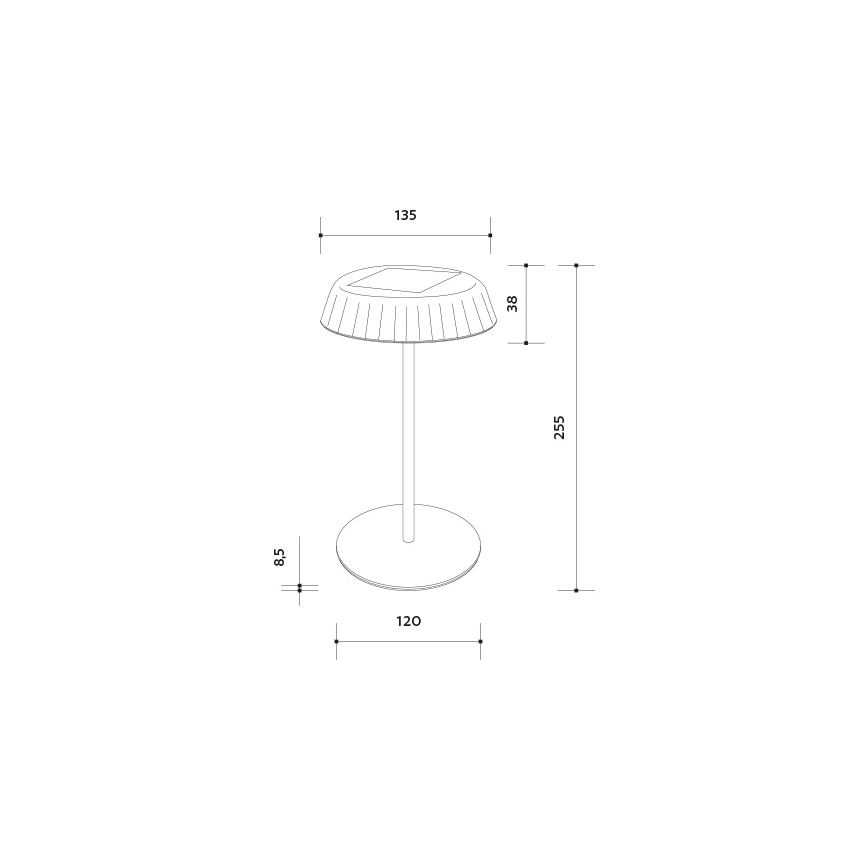 Lampe de table solaire rechargeable à intensité réglable VIVIEN LED/3W/5V 2700K 1600 mAh IP54 noir