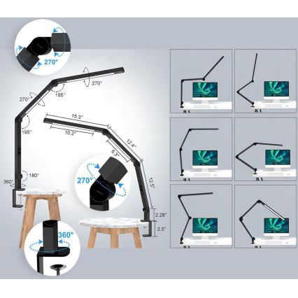 LED à intensité variable tactile flexible lampe de table LED/12W/230V 3000/4000/5000/6500K CRI 92 noir