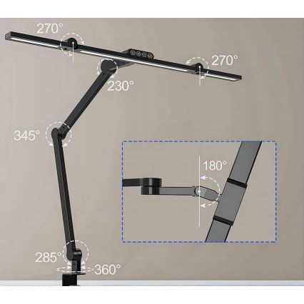 Lampe de table tactile flexible à intensité variable LED/24W/230V 3000-6500K CRI 92 noir