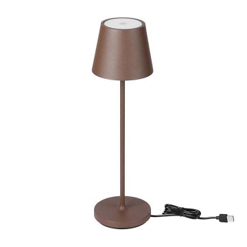 Lampe de table tactile à intensité variable rechargeable LED/2W/5V 4400 mAh IP54 marron