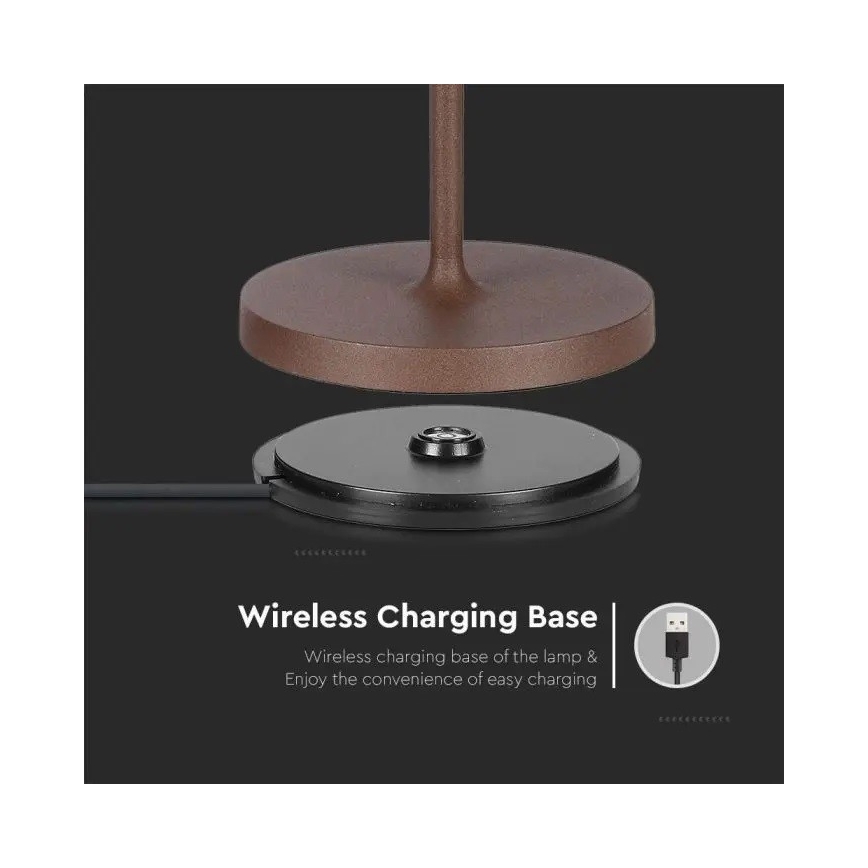 Lampe de table tactile à intensité variable rechargeable LED/2W/5V 4400 mAh IP54 marron