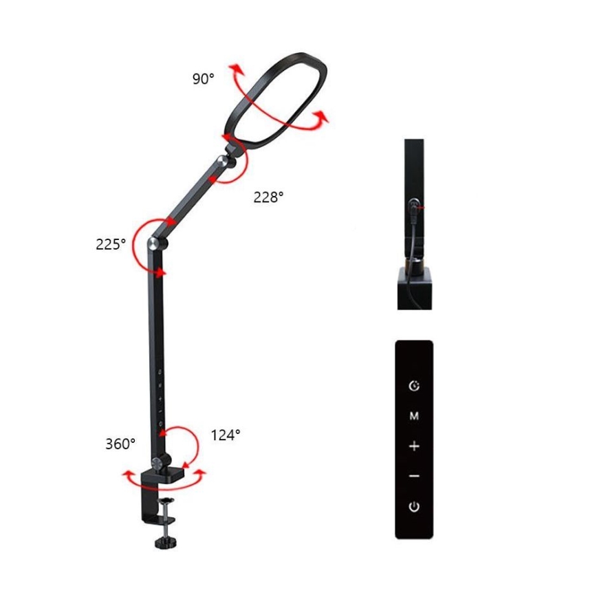 Lampe de table tactile flexible à intensité variable LED/15W/230V 3000-6500K CRI 96 noir