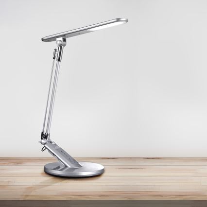 Lampe de table tactile LED à intensité variable OPTIMUM LED/7W/230V USB 3000/4000/6000K argent