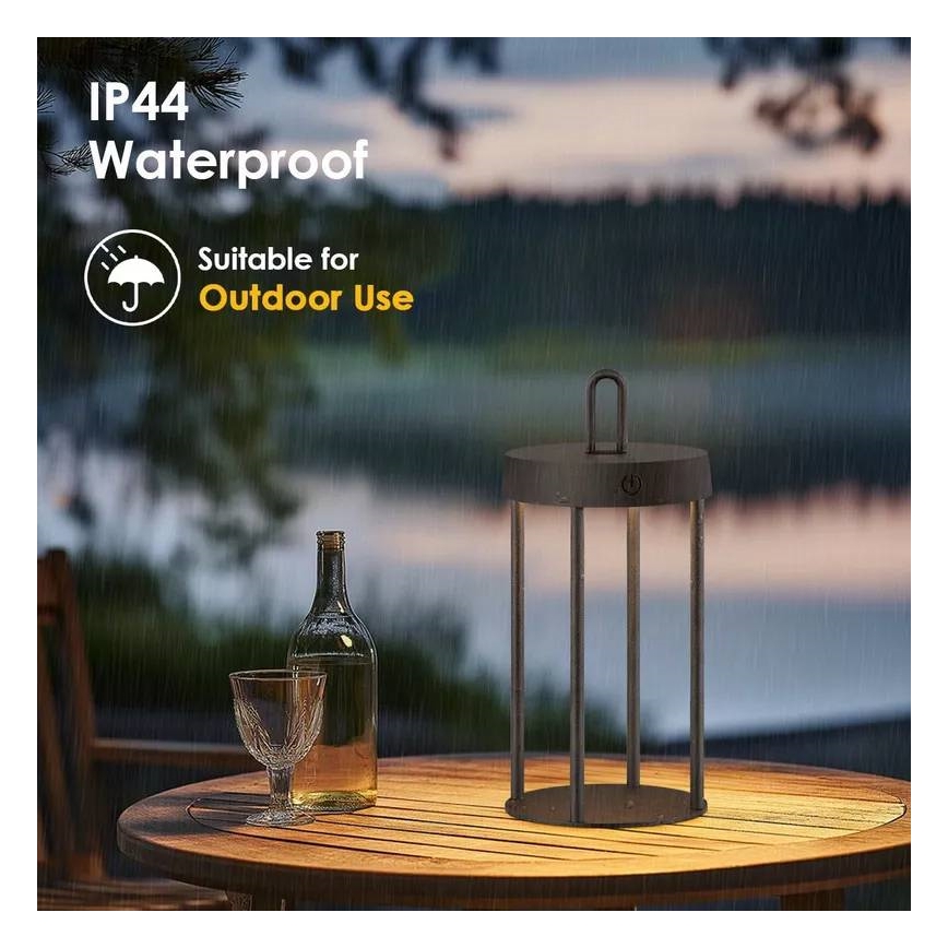 Lampe de table tactile LED d'extérieur dimmable, rechargeable GENTLE LED/1,5W/3,7V 3000 mAh IP44 noire
