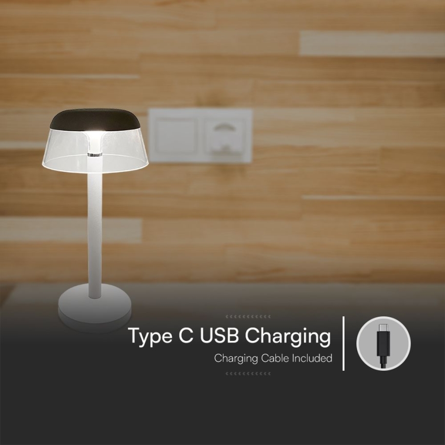 Lampe de table tactile rechargeable et à intensité variable LED/3W/5V 3000-6000K 1800 mAh blanc