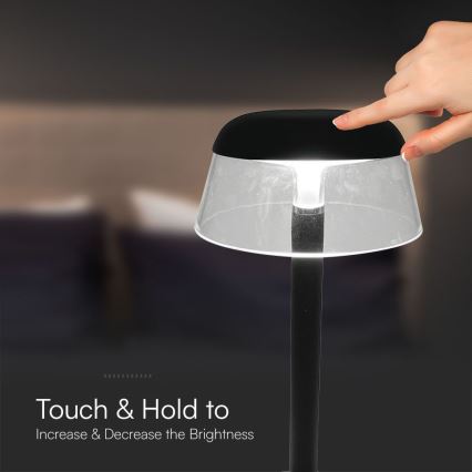 Lampe de table tactile rechargeable et à intensité variable LED/3W/5V 3000-6000K 1800 mAh noir