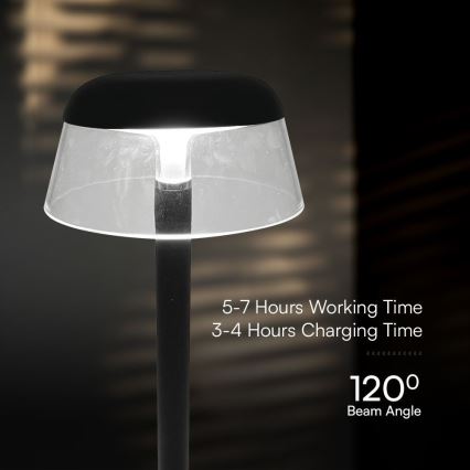 Lampe de table tactile rechargeable et à intensité variable LED/3W/5V 3000-6000K 1800 mAh noir